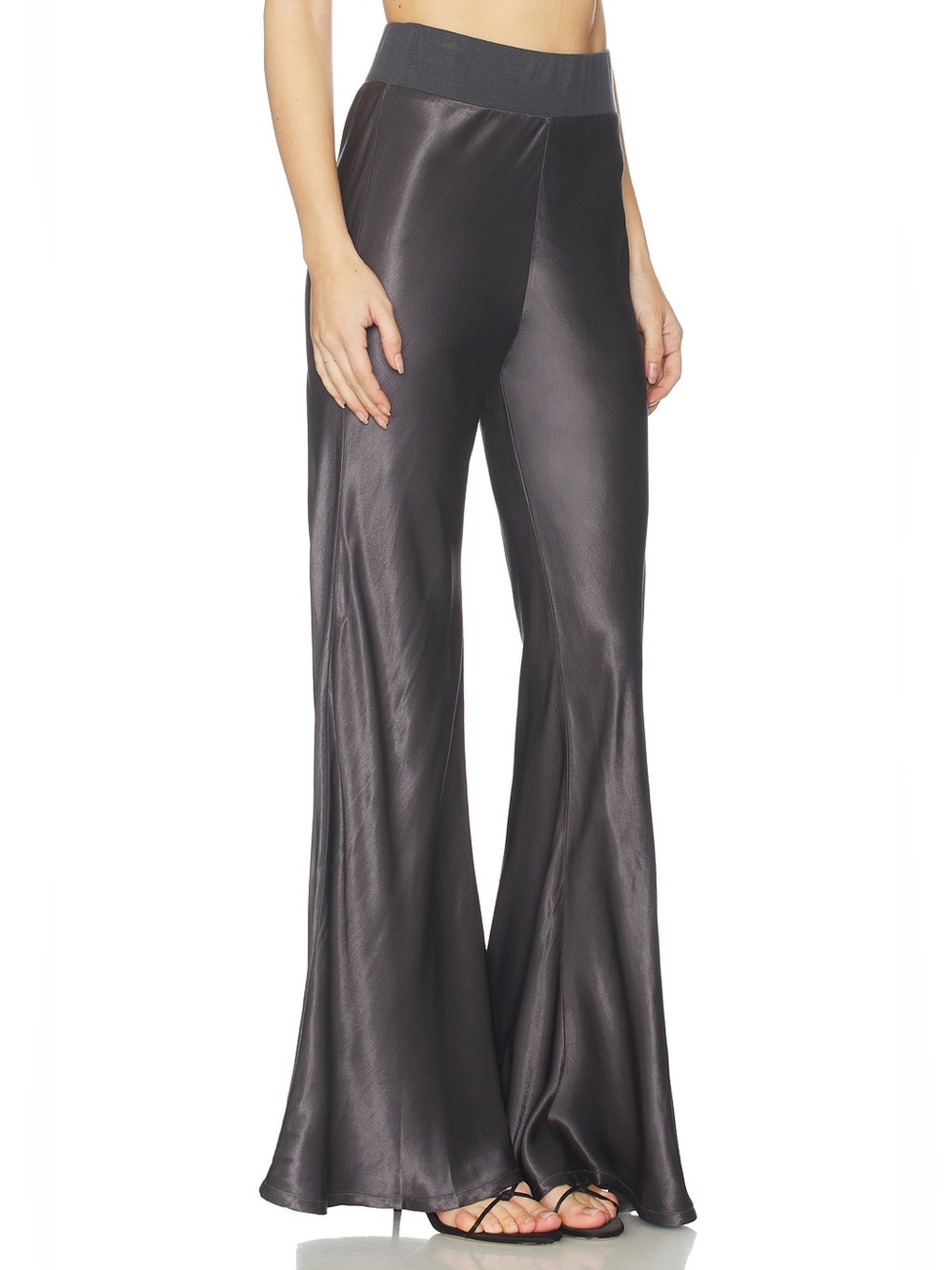 Enza Costa bias cut satin wide leg pants black Large